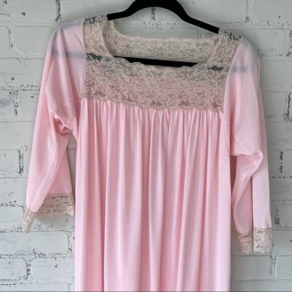Vintage Pink Lace Lingerie Nightgown Medium Retro - Picture 2 of 7